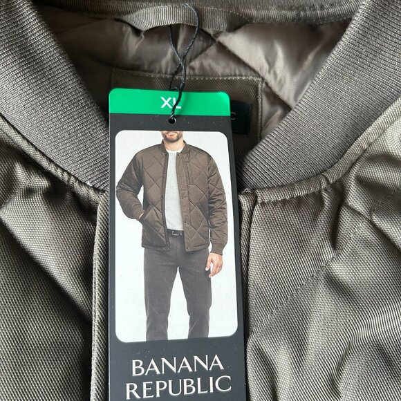 Banana Republic Men’s Quilted Bomber Jacket Green Size XL - Picture 5 of 8
